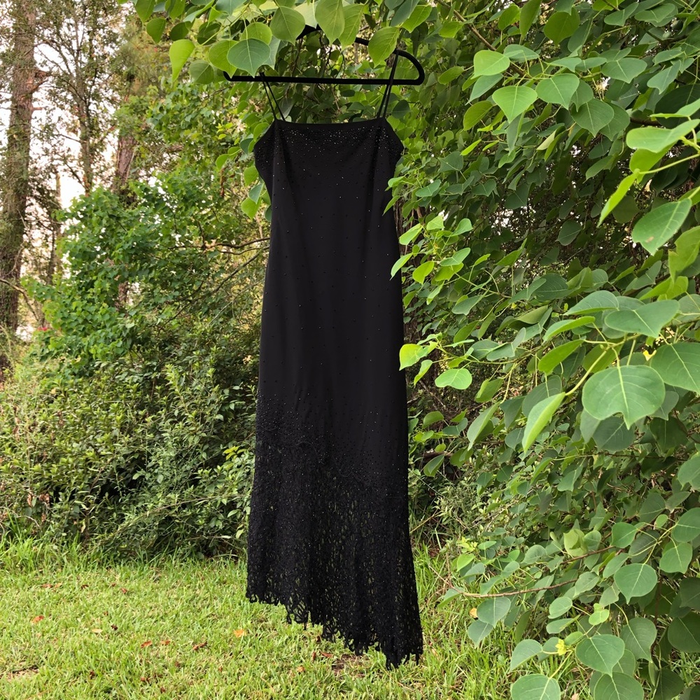 Vintage Joseph Ribkoff beaded asymmetrical dress